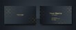 © SyahCreation - Modern Business Card - Creative and Clean Business Card Template. Luxury business card design template. Elegant dark back background with abstract golden wavy shapes lines shiny. Vector illustration