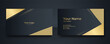 © SyahCreation - Modern Business Card - Creative and Clean Business Card Template. Luxury business card design template. Elegant dark back background with abstract golden wavy shapes lines shiny. Vector illustration