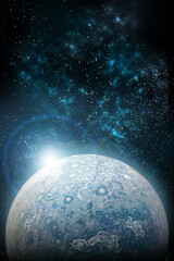 Wall Mural - vertical wallpaper of planet in space. outer dark space wallpaper. surface of planet . sphere. view 