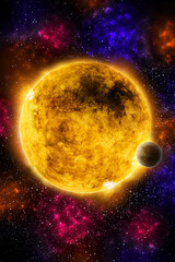 Wall Mural - vertical wallpaper of planet in space. outer dark space wallpaper. surface of planet . sphere. view 
