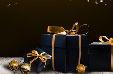 Wall Mural - gift box with golden ribbon and bow