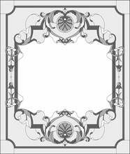 Stained-glass Panel In A Rectangular Frame, Abstract Floral Arrangement Of Buds And Leaves In The Art Nouveau Style. Decorative Design Of The Window Or Door. Vector Illustration
