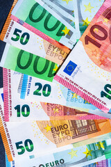 Wall Mural - Top view of a stack of euro money  - Business concept