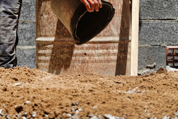 Canvas Print - Construction process and pieces of equipment of building a house