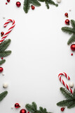 Fototapeta Konie - White background with christmas decorations