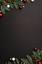 Christmas Template For Design With Festive Frame On Black Background