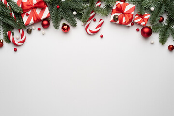 Wall Mural - christmas border on white background
