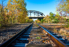 Abandoned Railroad Tracks Along Lehigh Canal In Bridge Bethlehem Pennsylvania