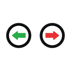 Wall Mural - Arrows right red and green left icon on white background. Vector illustration