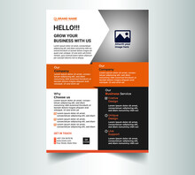 Creative black and light orange color vector flyer design template