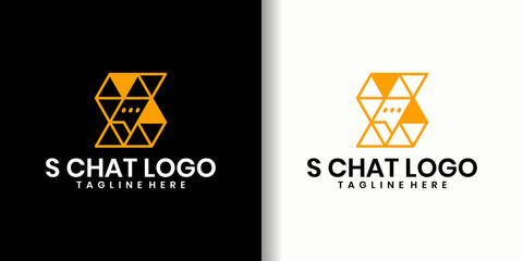 Initial s inspiration with bubble chat concept logo template
