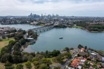 Wall Mural - The Drummoyne bridge and Iron cove, Sydney, Australia.