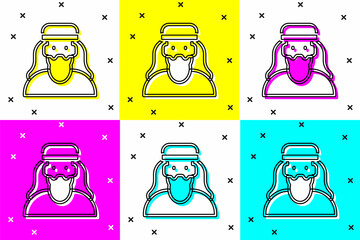 Canvas Print - Set Muslim man icon isolated on color background. Vector