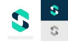 Initials S Logo Design. Initial Letter Logo. Innovative High Tech Logo Template. 