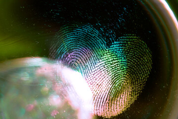 Poster - Beautiful abstract multicoloured  fingerprint on background texture for design. Macro photography view.