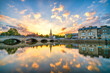 Bedford bridge at sunset  on the Great Ouse River. United Kingdom
