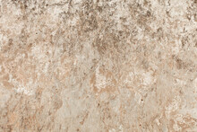 Natural Stone Texture. Closeup Of Layered Rough Grainy Rock Surface. Flat Lay, Top View. Different Shades Of Brown. Copy Space. 