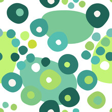 Seamless Repeat Green Pattern Of Colorfull Circles, Dots. Vector.