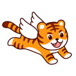Cute cartoon tiger with wings