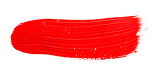 Red Brush Stroke Isolated On White Background. Red Abstract Stroke. Colorful Watercolor Brush Stroke.