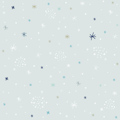 Wall Mural - Hand drawn snowflake, stars icon seamless pattern background. Business concept vector illustration. Handdrawn winter christmas symbol pattern.