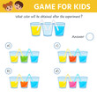 © Kostiantyn - A game for the development of logical thinking in children. what color will turn out in the glass after the experiment. Vector illustration
