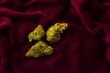 Luxury Cannabis buds on velvet background for quality Christmas holiday