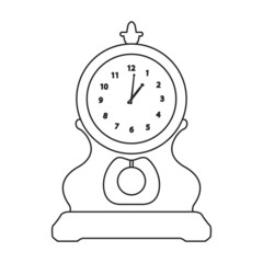 Antique clock isolated outline icon. Vector illustration old watch on white background. Vector outline illustration icon antique clock.