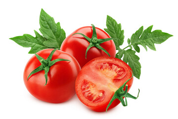 Sticker - tomato isolated on white background, clipping path, full depth of field