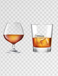 Tranparent Cognac and whisky glass vectors 
