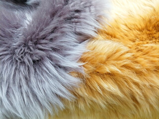 artificial fur. fur texture yellow and purple