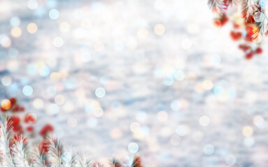  Christmas winter blurred background. Holiday background.