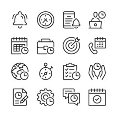 Sticker - Time management line icons set. Modern graphic design concepts, simple outline elements collection. Vector line icons