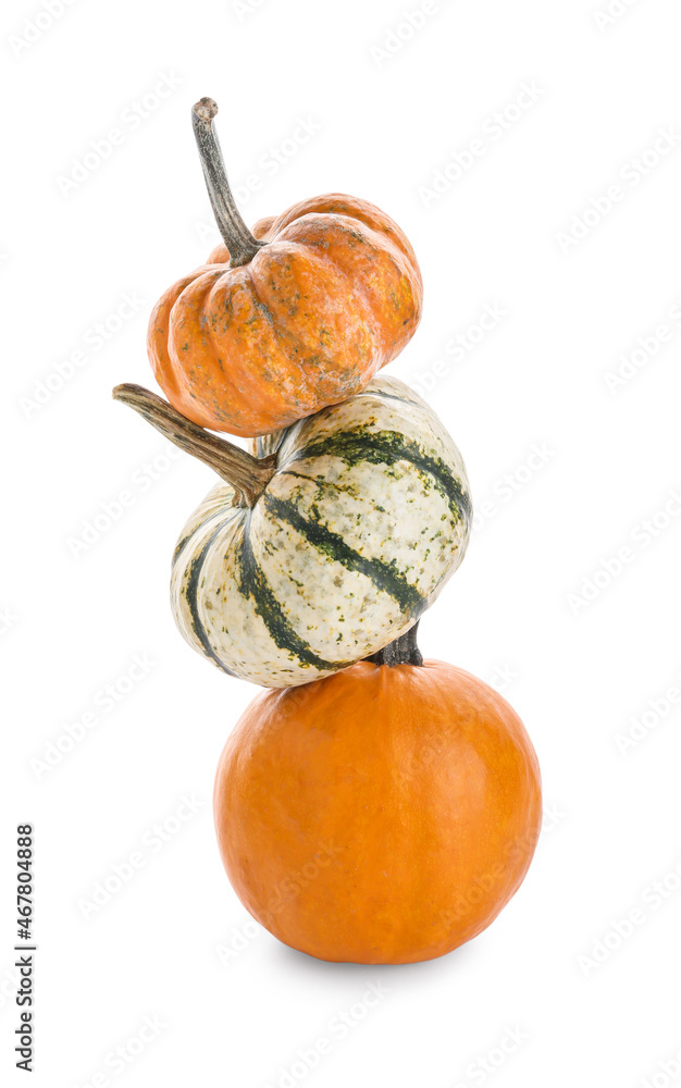 Fresh pumpkins isolated on white background