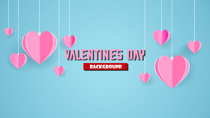 Valentines day greetings card with balloons flying with clouds vector.Heart hot air balloon flying.Love background.Cute paper cut design.posters,brochure.Paper cut style.Space for your text.pink heart