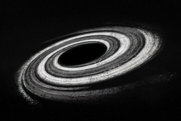 Wall Mural - giant black hole with white border somewhere in extreme dark space. breathtaking space background.