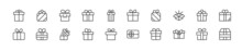 Linear Icon Set Of Present Box.