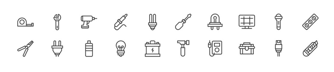 Wall Mural - Editable vector pack of maintenance line icons.