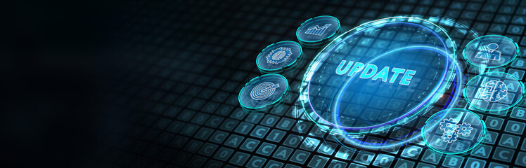 Business, Technology, Internet and network concept. Update software computer program upgrade. 3d illustration