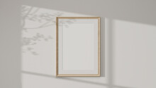 Minimal Wooden Picture Poster Frame Mockup On White Wallpaper