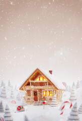 Wall Mural - Cute cozy fairy house decorated at Christmas