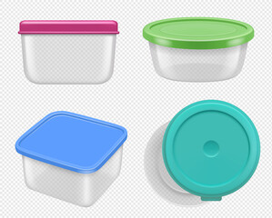 Poster - Plastic containers. Boxes for food various views containers collection decent vector realistic templates