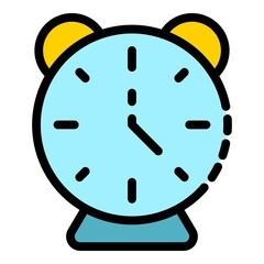 Sticker - Classic alarm clock icon. Outline classic alarm clock vector icon color flat isolated