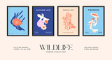 Fototapeta Do akwarium - Wildlife minimalistic print poster collection