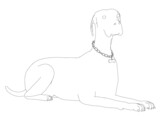 Fototapeta  - Contour of a lying dog from black lines isolated on a white background. Vector illustration