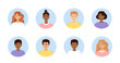 © Irina Anashkevich - Set of diverse avatars of business team people. Collection of portraits of men and women in a round frame. Vector illustration of faces.