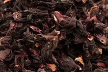 Hibiscus Tea Close Up. Dried Tea.