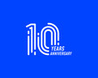 10 years anniversary logo with simple line design for celebration