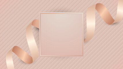 Sticker - Square frame with pink gold ribbon illustration