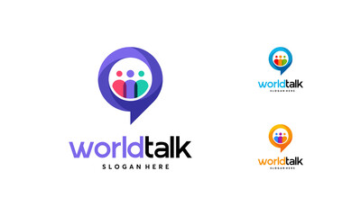 Wall Mural - World Forum logo designs concept vector, World Talk logo symbol designs, Discuss symbol